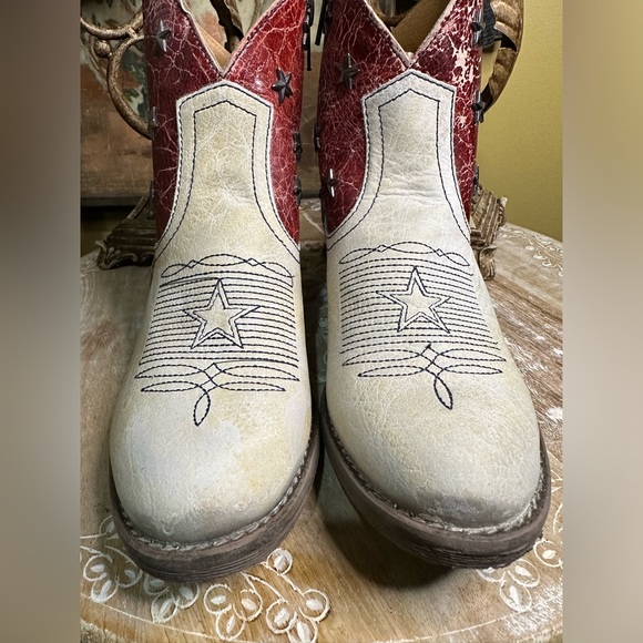EUC Sterling River “American Flag” Distressed Creamy White/Red/Blue. Size 7 - Picture 7 of 13